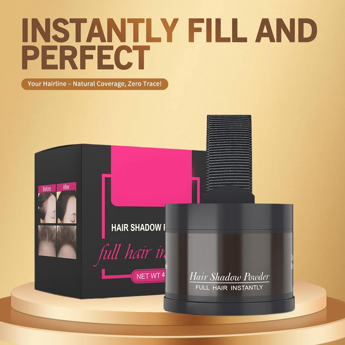 gowwim Hairline Powder(Dark Brown) Hair Root Dye, Instantly Hair Color Shadow Cover Gray Hair Root