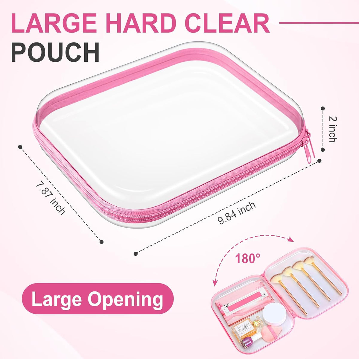 Sanwuta 6 Pcs Clear Hard Zipper Case Pencil Pouches Hard Plastic Zipper Pouches Makeup Bag