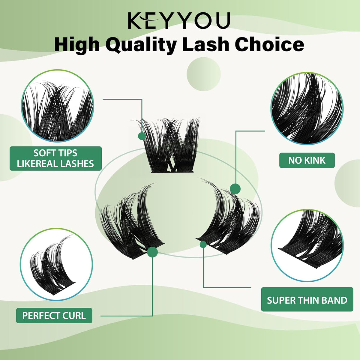 Lash Clusters 96pcs Individual Lashes Y10 D Curl 12mm Cluster Lashes KEYYOU Volume Wispy Lash