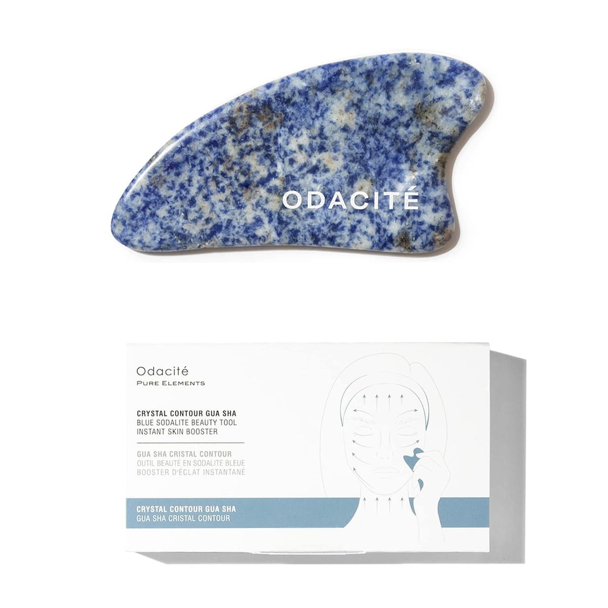 ODACITE Odacité Gua Sha for Face Crystal Contour – Blue Sodalite Facial Massager - Scraping Massage