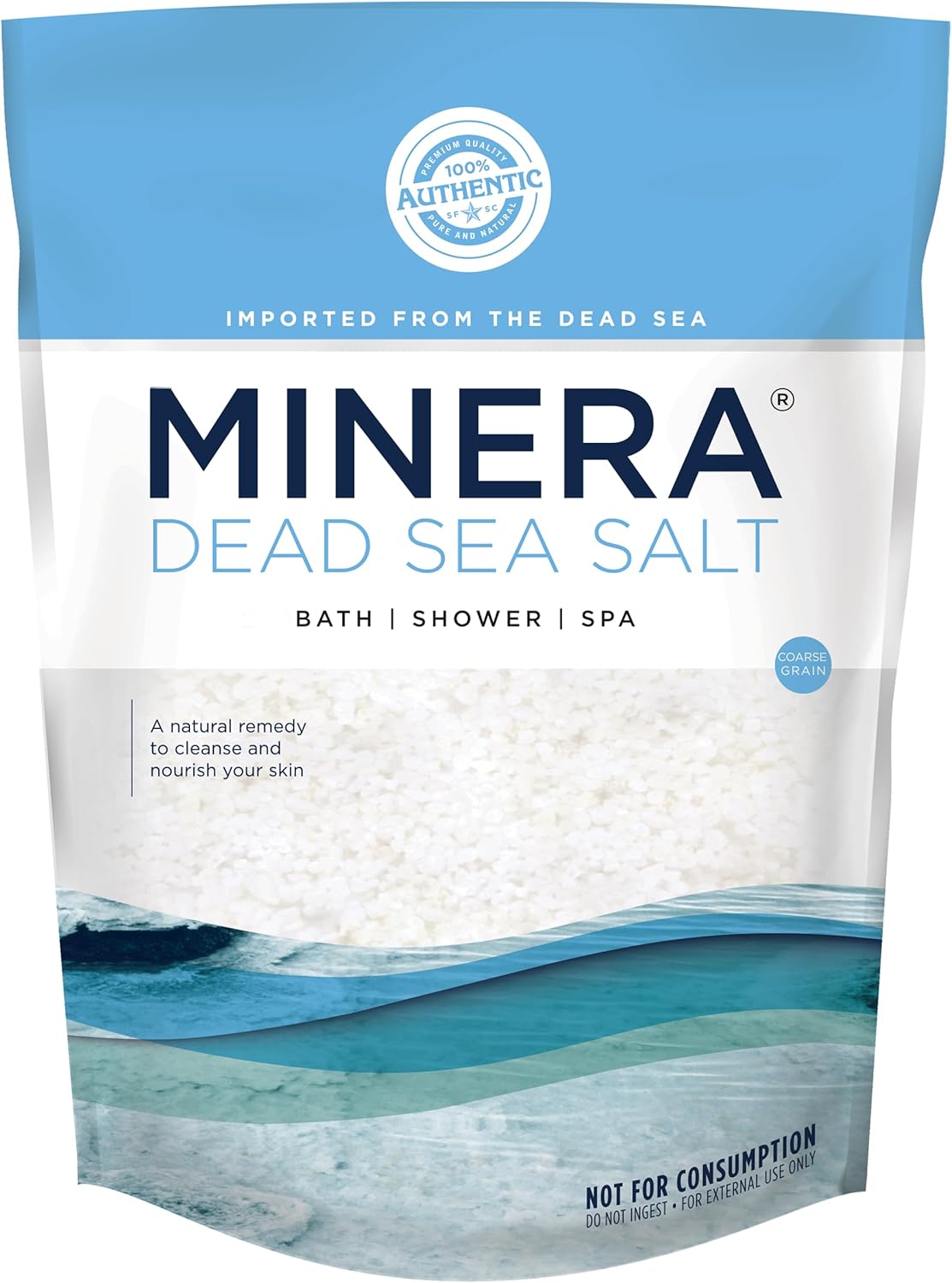 Minera Coarse Grain Dead Sea Salt for Bath & Soaking – 19 lbs, Fast-Dissolving, 100% Pure &
