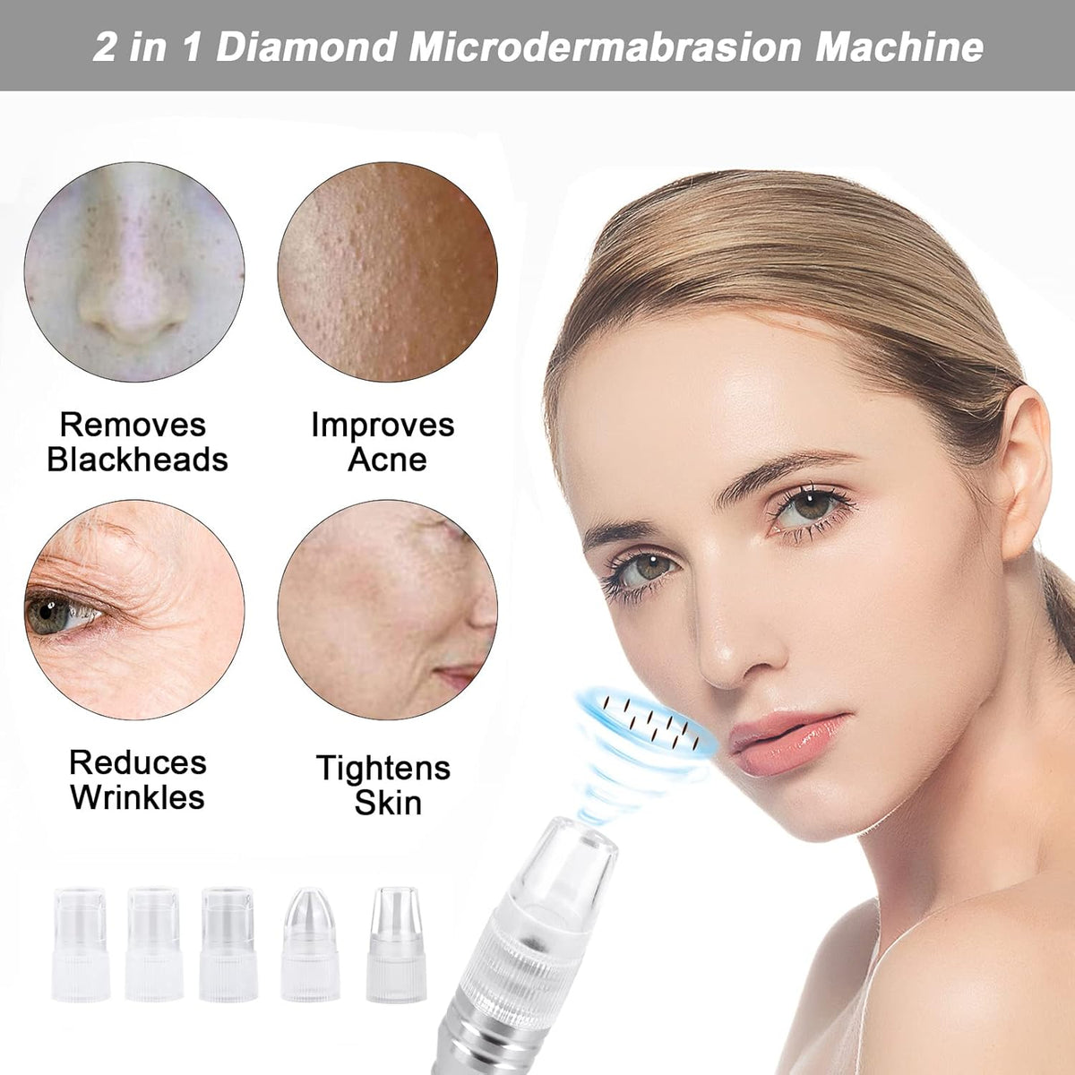 Diamond Microdermabrasion Machine Professional Plus, 3 in 1 Pink Diamond Dermabrasion Facial Beauty