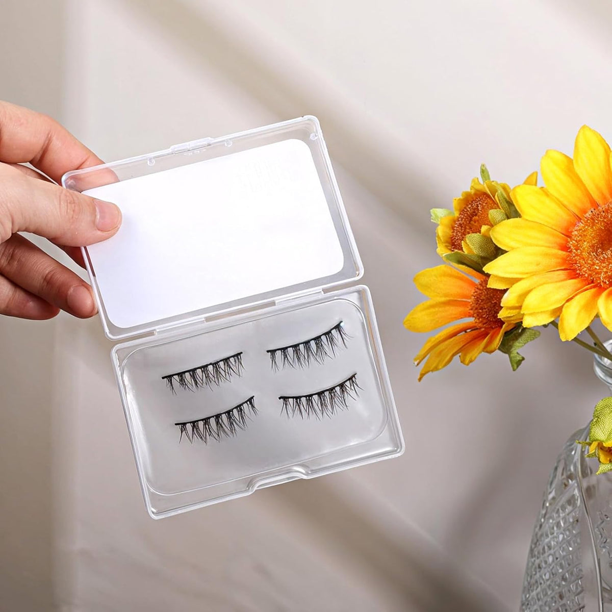 Eyelash Case, Eyelash Holder Case, Clear Compact Eyelashes Container, Portable Silicone False Lash