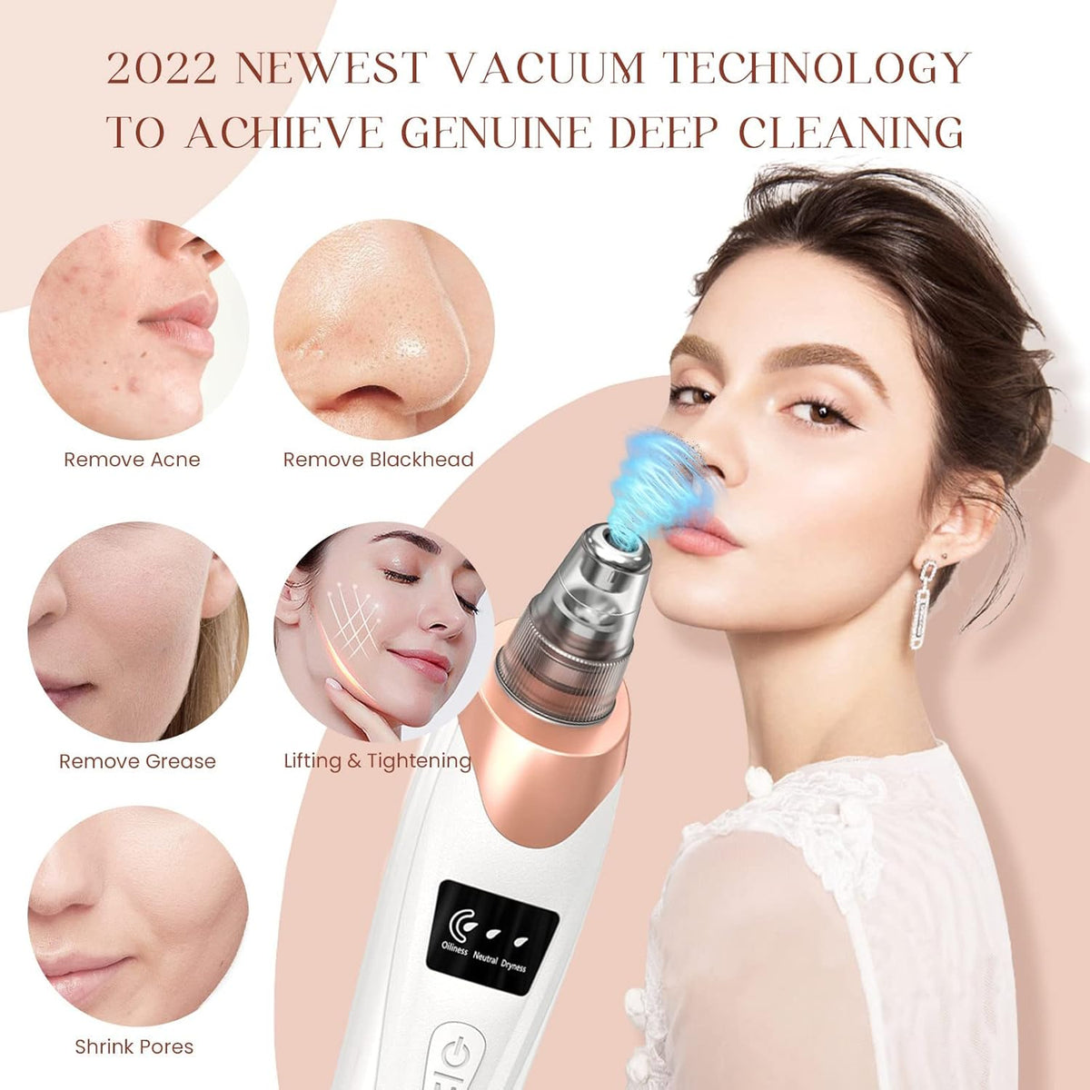 2025 Blackhead Remover Pore Vacuum,Facial Pore Cleaner-5 Suction Power,5 Probes,USB Rechargeable