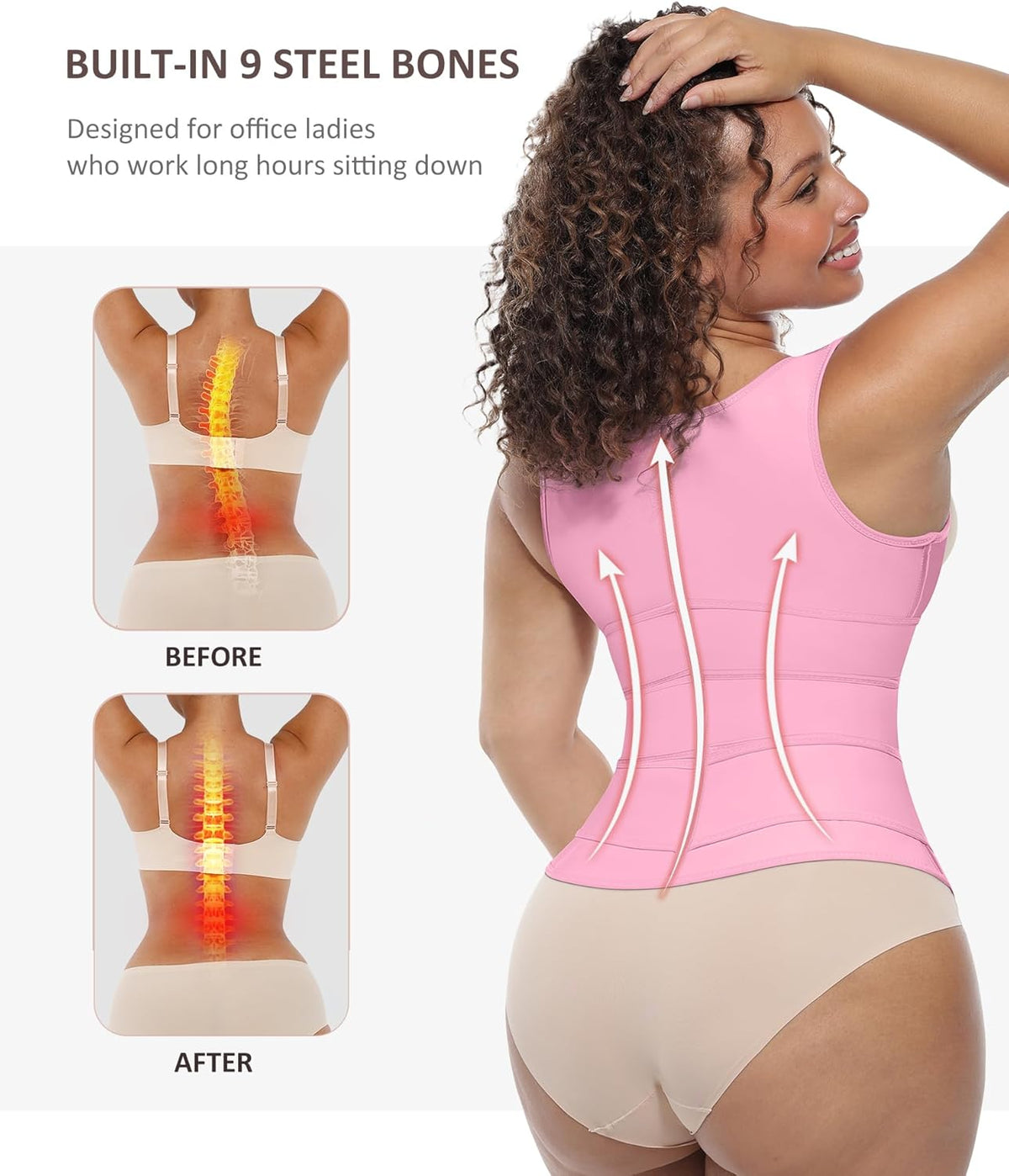 FeelinGirl Waist Trainer for Women Latex Waist Trainers Vest Plus Size Waist Cincher Corset 3 Belts
