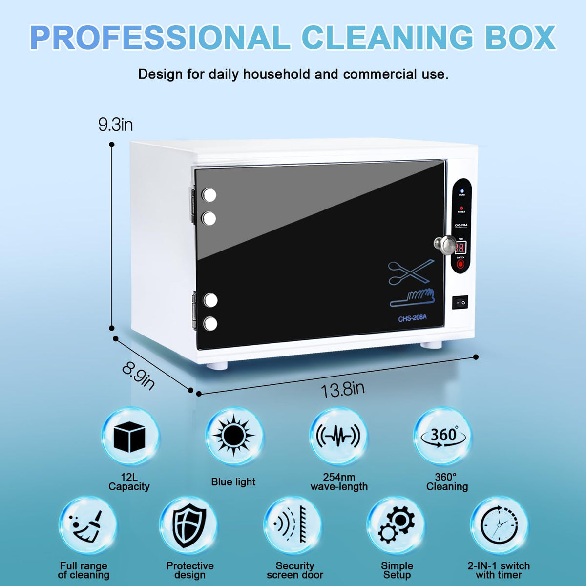 Nail Tool Cleaning Cabinet, Large Capacity Cleaner Box Cleaner Cabinet Cleaning Machine Barber Tool