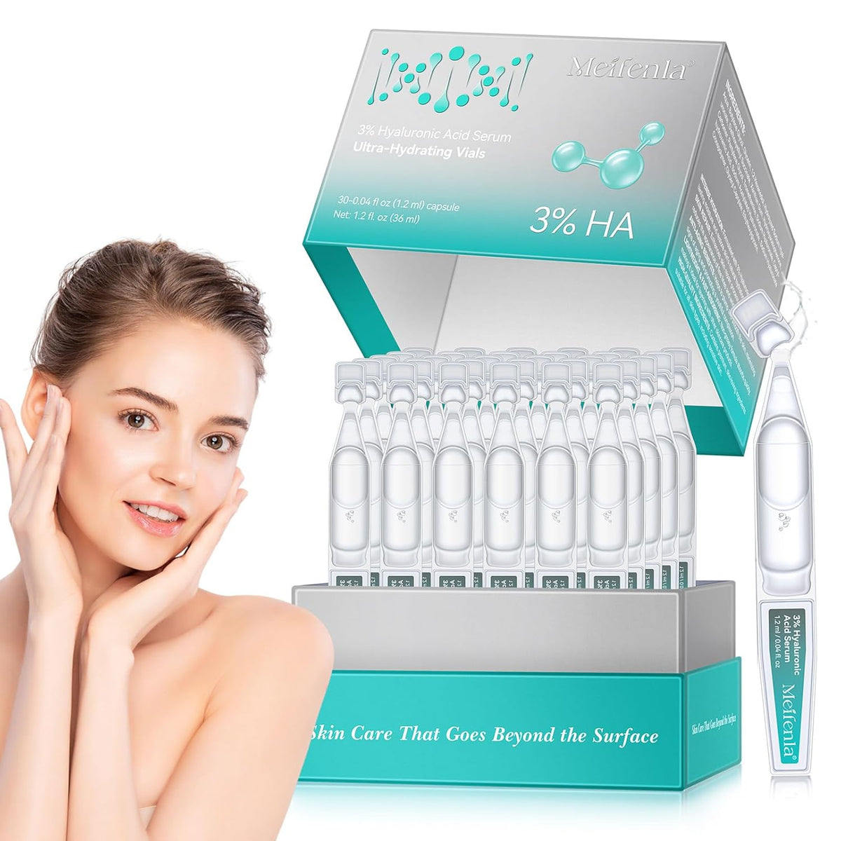 3% Hyaluronic Acid Serum for Face,Ultra-Hydrating Hyaluronic Acid Serum Tube Smooth Skin Deep