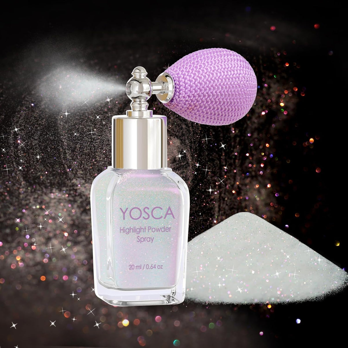 Yosca Body Glitter Spray, 30ML Loose Body Shimmer Powder Iridescent Hair Spray White Glitter