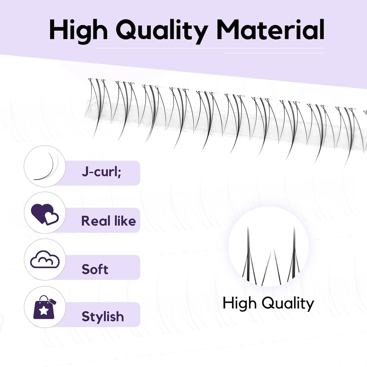 GAQQI Bottom Lash Clusters Natural Bottom Lashes Clear Band, DIY Lash Extensions Lower Lashes, Soft