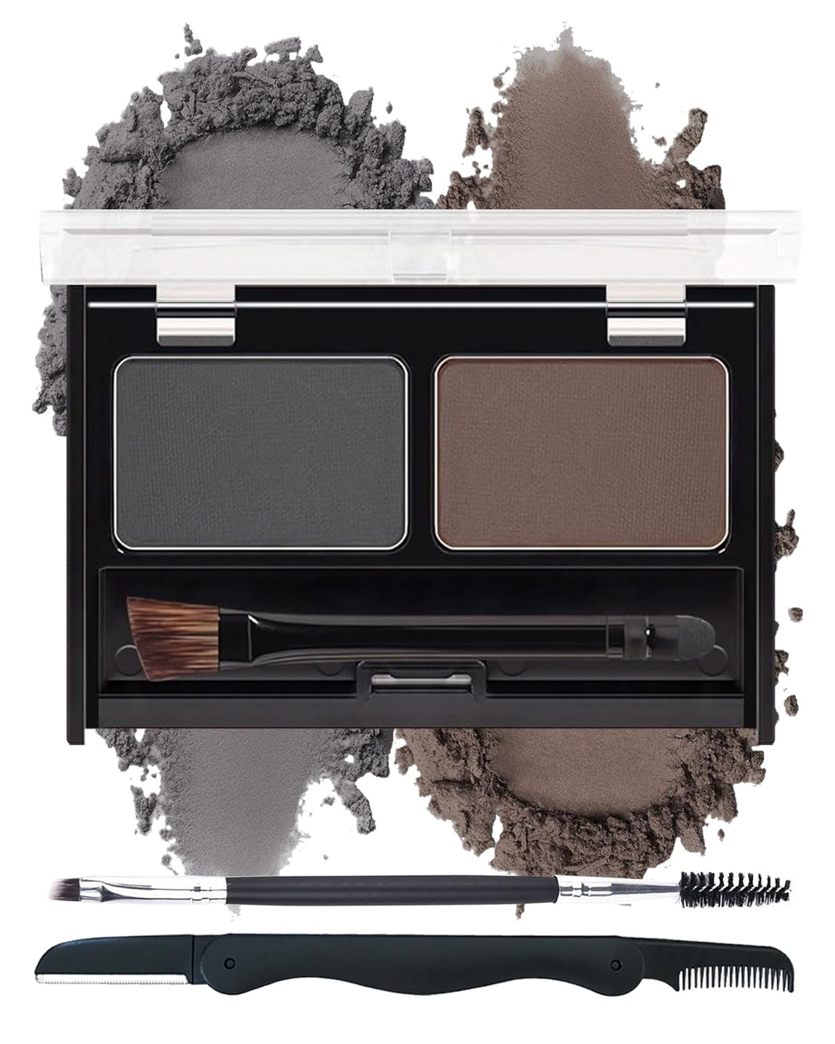 Waterproof Eyebrow Powder Kit-2 Colors Eye Brow Powder Tinted Palette Long Lasting Up to 16H,Dark