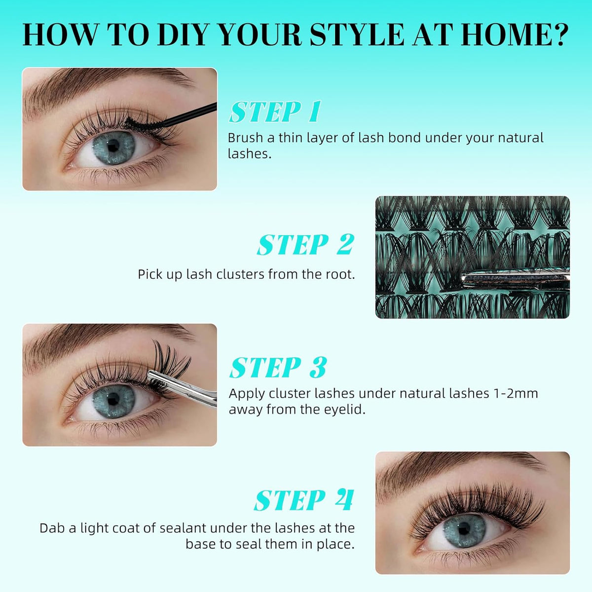 Lash Clusters 240pcs Eyelashes Cluster Individual Wispy Lashes Thin Band for D Curl Lash Extension