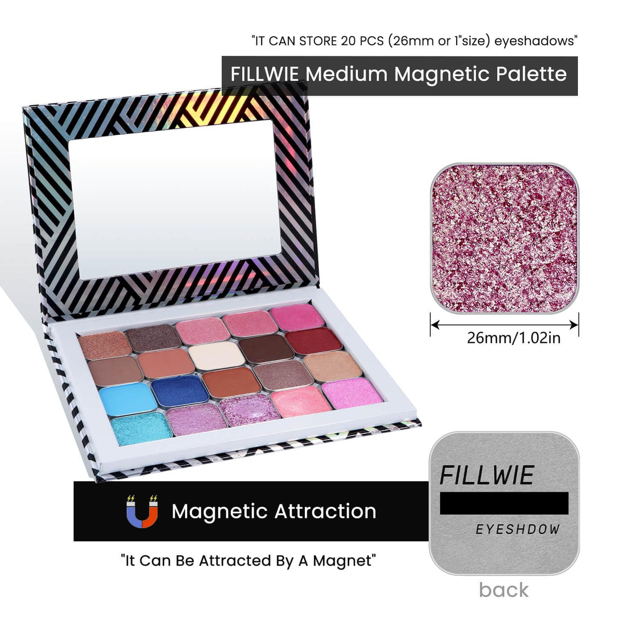 Chameleon Single Eyeshadow, Putty Texture, Glitter Multichrome, Iridescent Blue-Purple, High