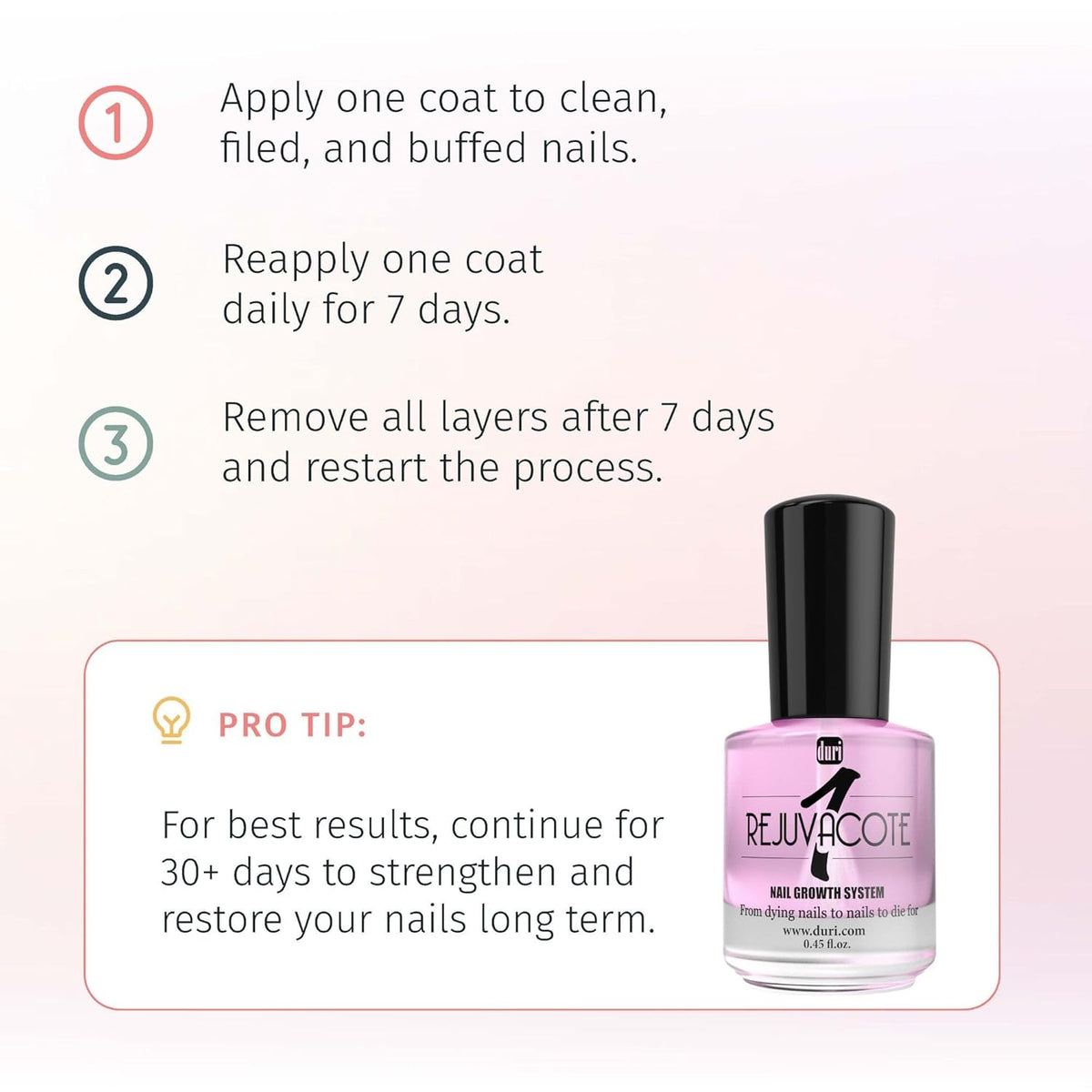 duri Rejuvacote 1 Original Maximum Strength Nail Growth System Base, Top Coat - Nails Hardening