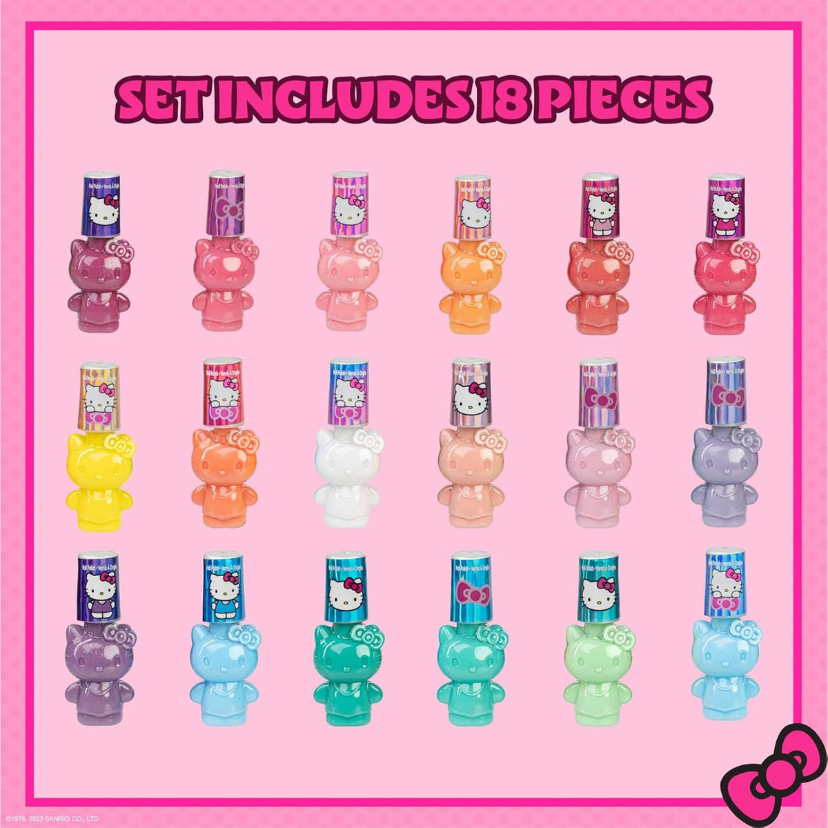 Hello Kitty Non-Toxic Peel-Off Water-Based Safe Quick Dry Nail Polish Set for Girl Kids Ages 3+