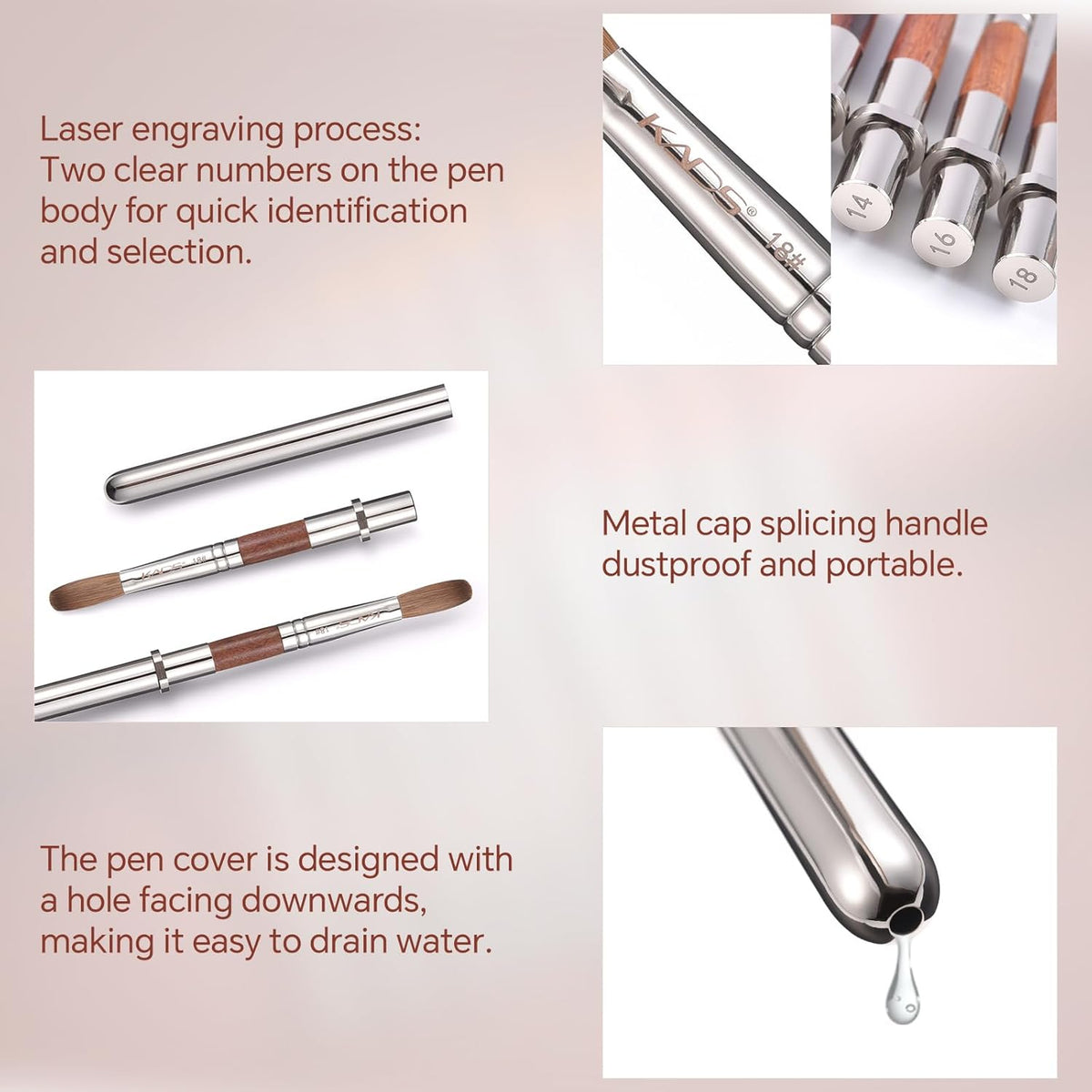 KADS Acrylic Nail Brush with Penholder Nail Brush for Acrylic Application-Oval Shaped Powder Nail