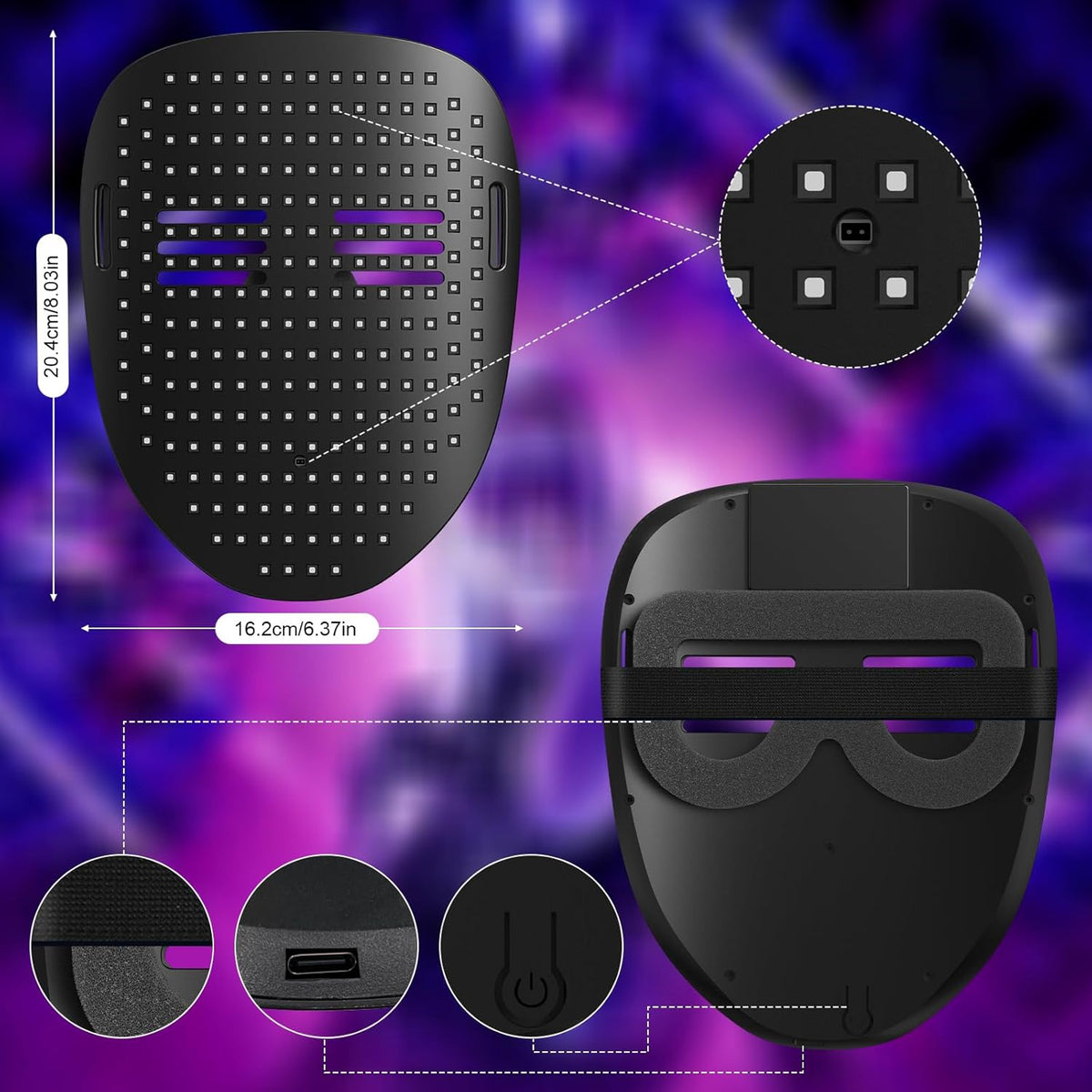AIGLUN LED Face Transforming Mask with Gesture Control Fun - Cool stuff Halloween Cosplay and
