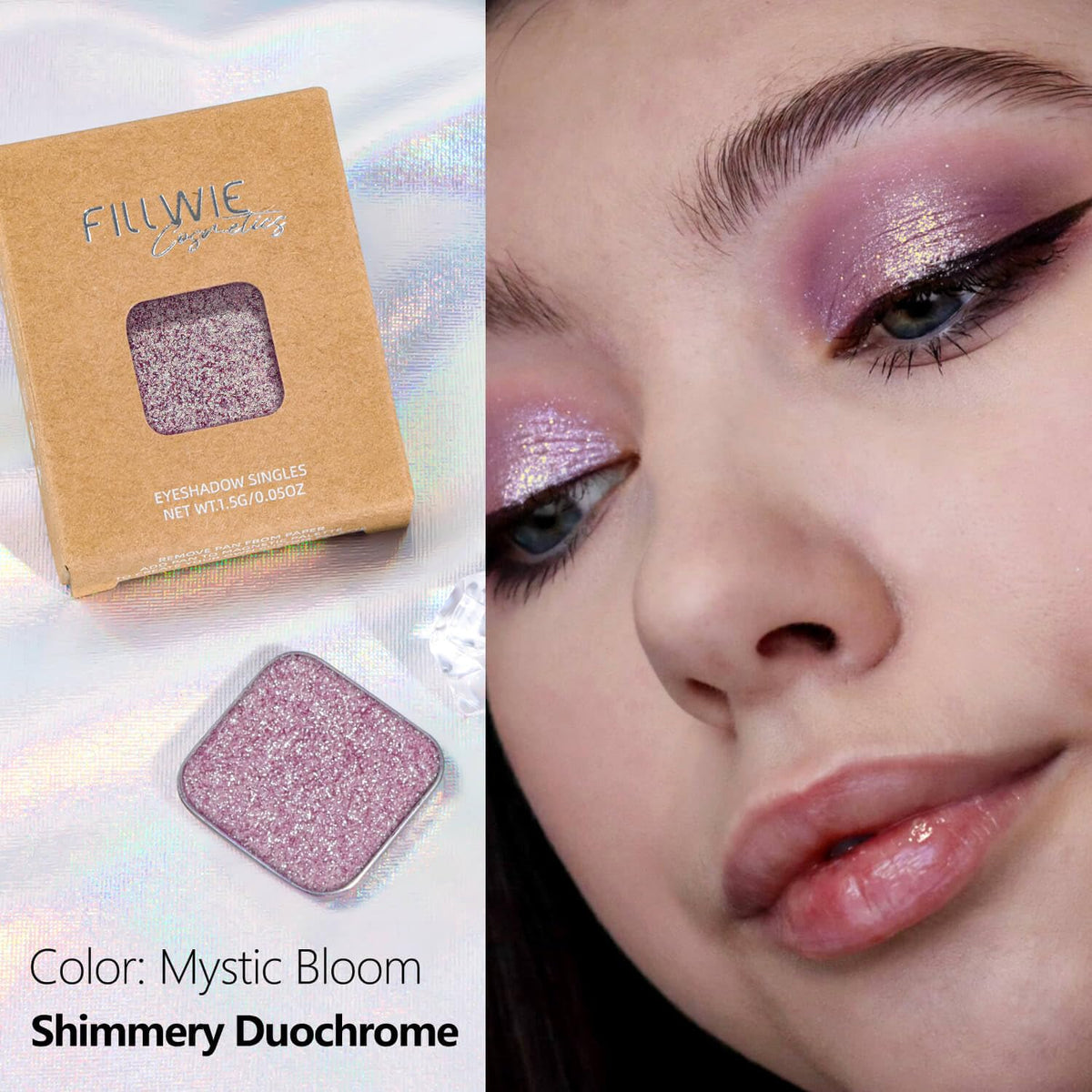 Chameleon Single Eyeshadow, Putty Texture, Glitter Multichrome, Iridescent Blue-Purple, High