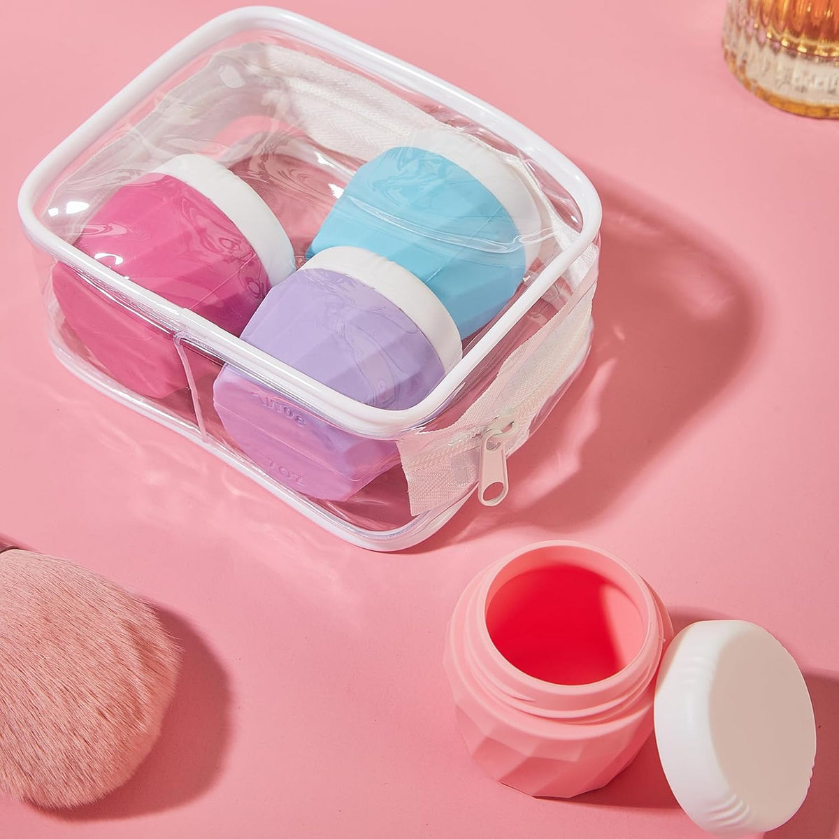 Travel Containers for Toiletries, Premium Silicone Cosmetic Cream Jars, TSA Approved Leak-Proof