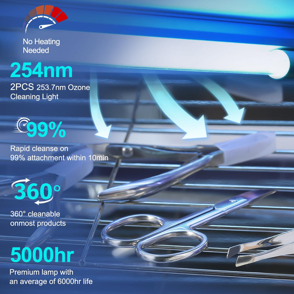Nail Tool Cleaning Machine, 12L High Capacity Multi-Functional Nail Cleaner Box Manicure Tool