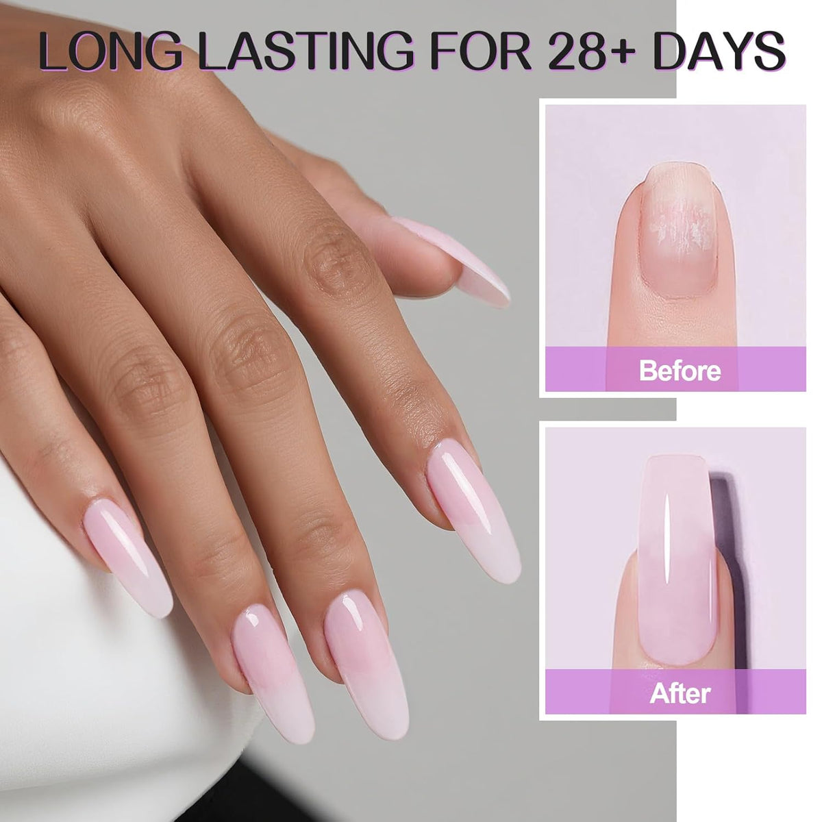 TOROKOM Acrylic Nail Powder Set, 2 Colors Nude Pink Acrylic Powder Colored for 3D Art Nail Carving