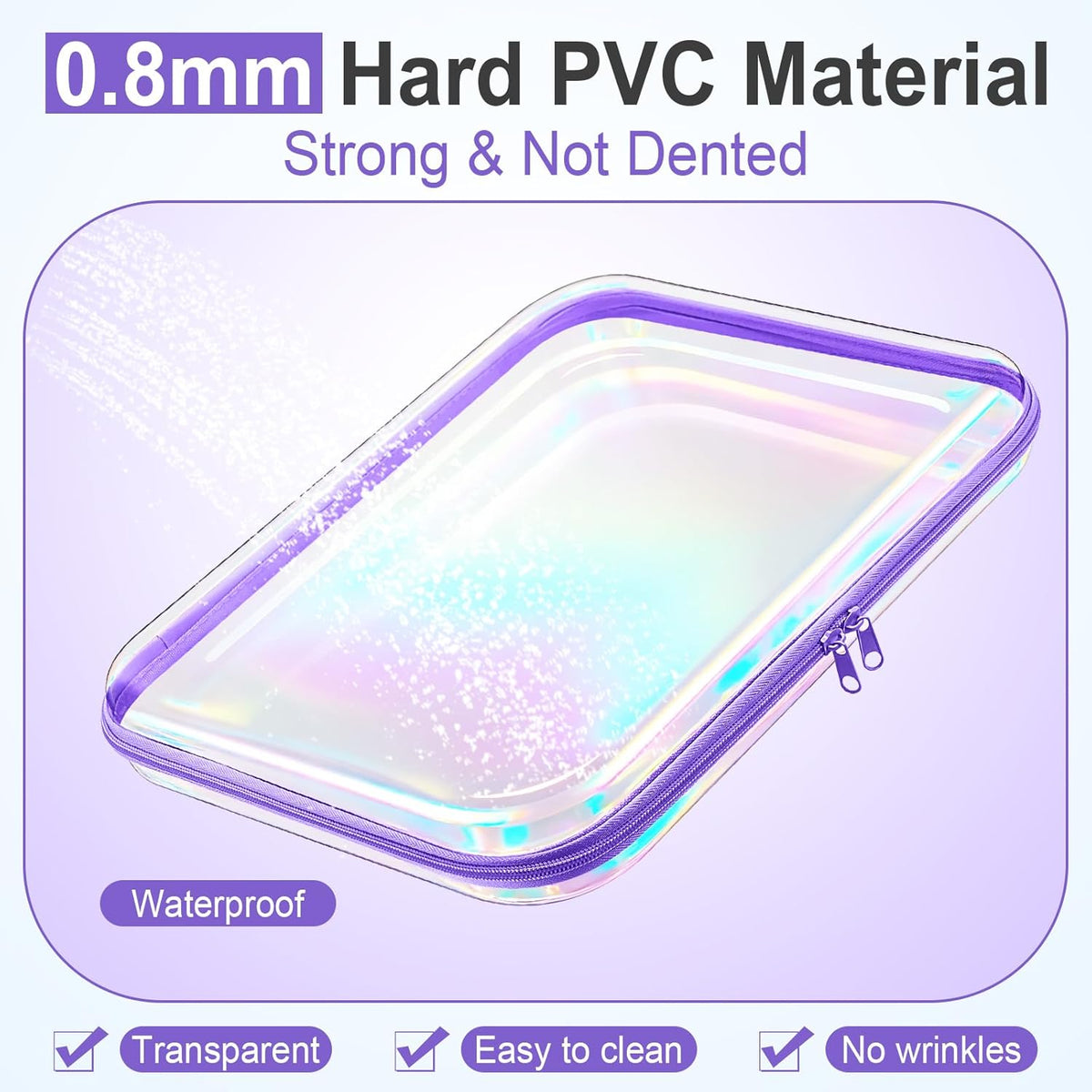 Sanwuta 6 Pcs Clear Hard Zipper Case Pencil Pouches Hard Plastic Zipper Pouches Makeup Bag