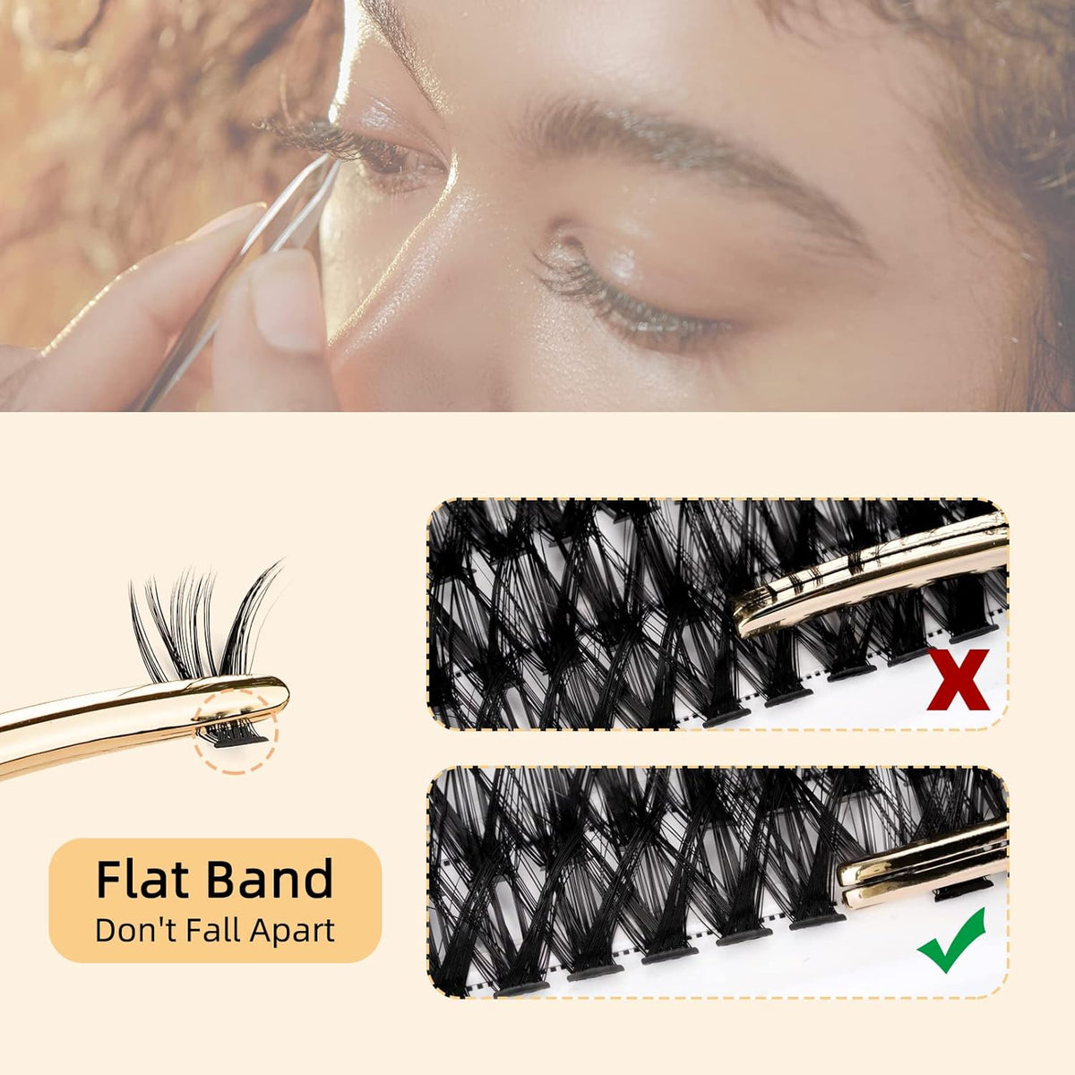 QUEWEL Cluster Lashes 240Pcs Individual Lashes 50D 0.07 D Curl Mix8-14mm Lash Extensions Clusters