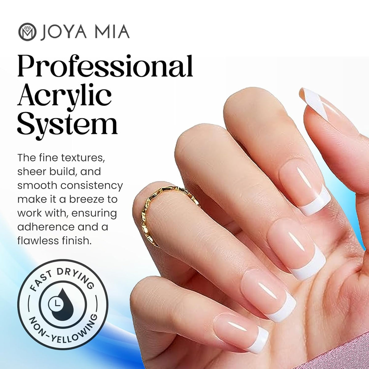 Joya Mia Acrylic Powder for Nails, MMA-Free, Super Adhesion Professional Powder for Flawless &