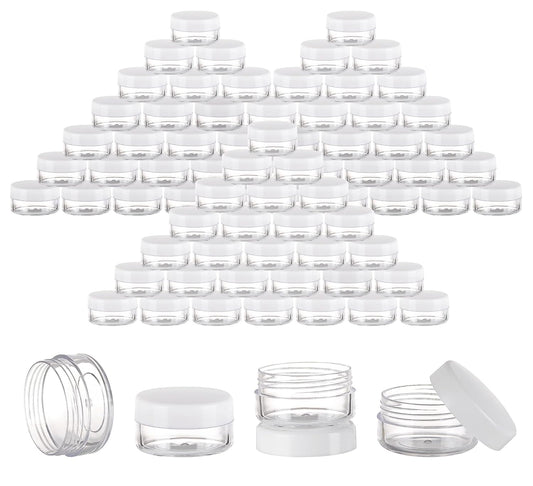 100 Count Mini Makeup Sample Containers with Lids 10g Plastic Cosmetic Containers Refillable