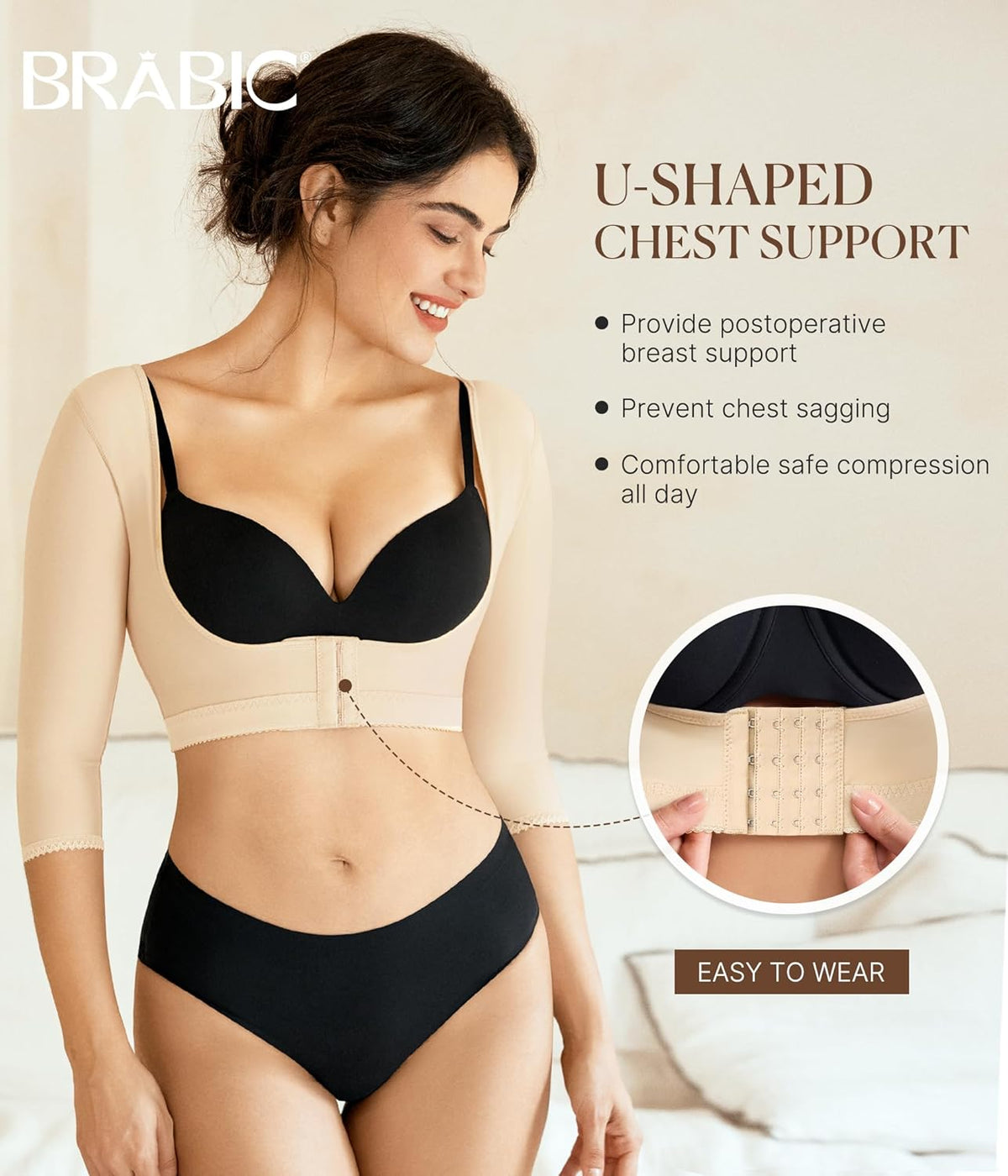 BRABIC Upper Arm Shaper Post Surgical Slimmer Compression Sleeves Posture Corrector Tops Shapewear