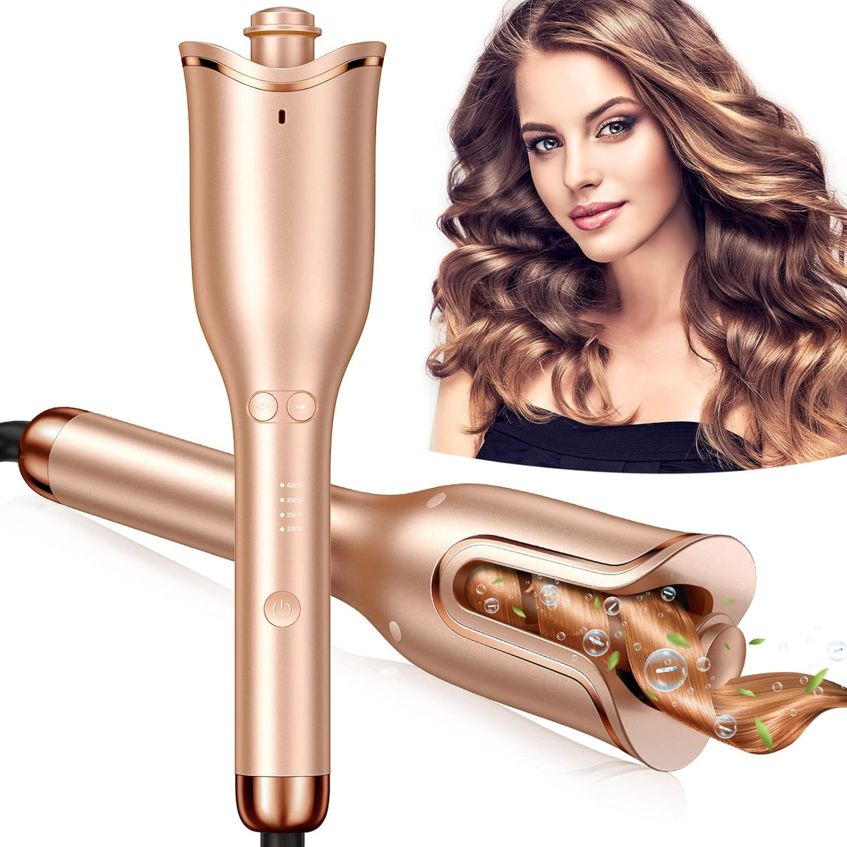 Automatic Curling Iron, Professional Automatic Hair Curler with 1" Curling Wand Large Slot & 4