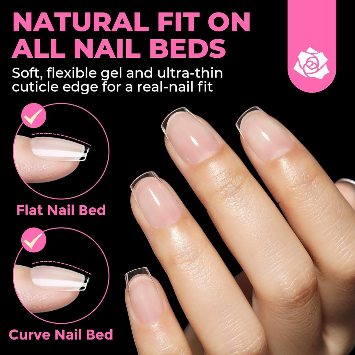 UNA GELLA Extra Short Coffin Nails Tips: 504pcs Pre-etched XS Short Nails, 12 Sizes Clear Coffin