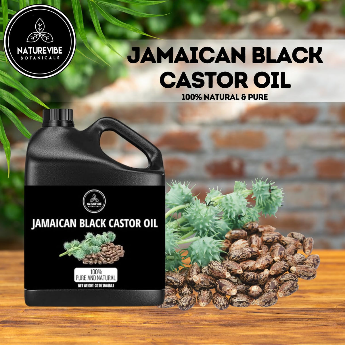 Naturevibe Botanicals Jamaican Black Castor Oil 32 Ounces | 100% Pure and Natural | Great for Skin