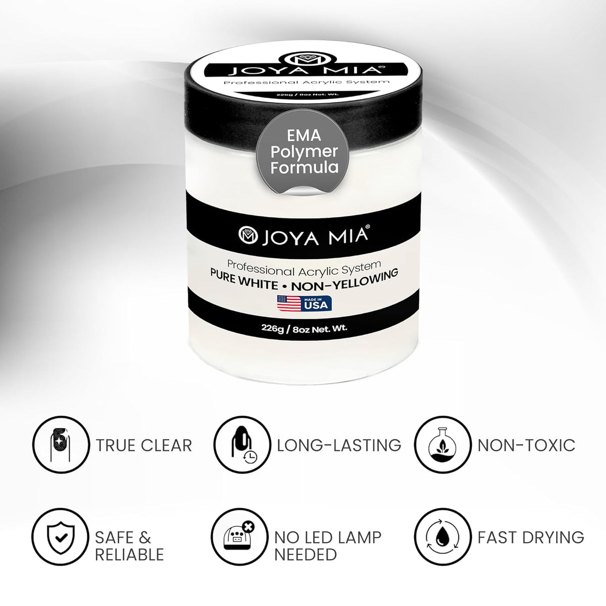 Joya Mia Acrylic Powder for Nails, MMA-Free, Super Adhesion Professional Powder for Flawless &