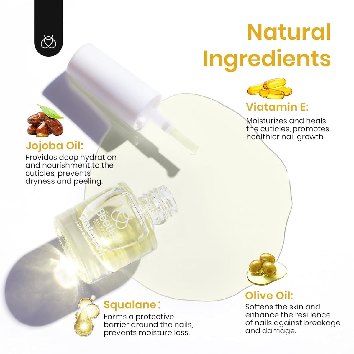 Beetles 7.5ml Cuticle Oil Nail Oil Cuticle Care for Nail, Damaged Cuticles, Stronger Nails Spa and