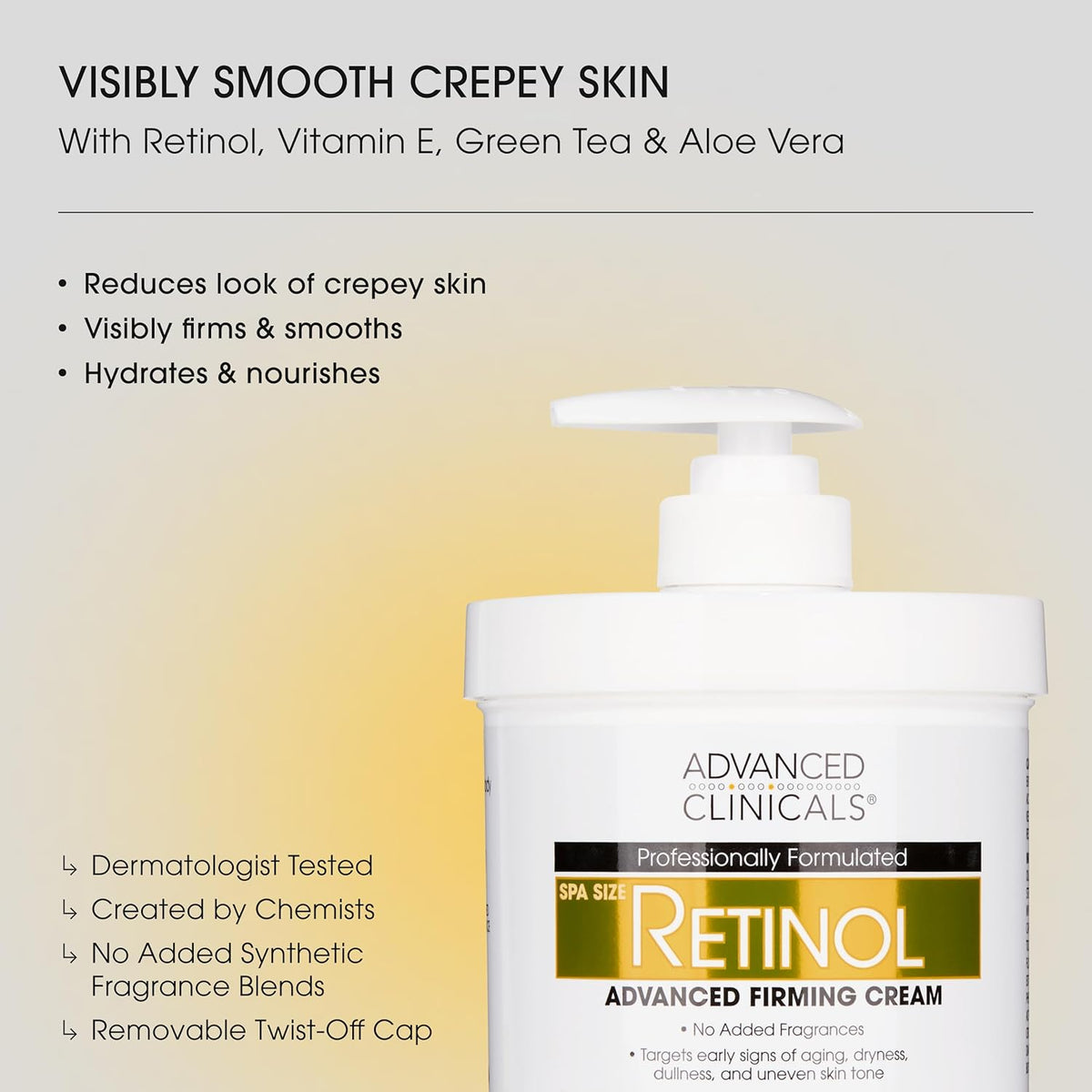 Advanced Clinicals Retinol Body Cream + Encapsulated Retinol Face Moisturizer 2pc Skincare Set For
