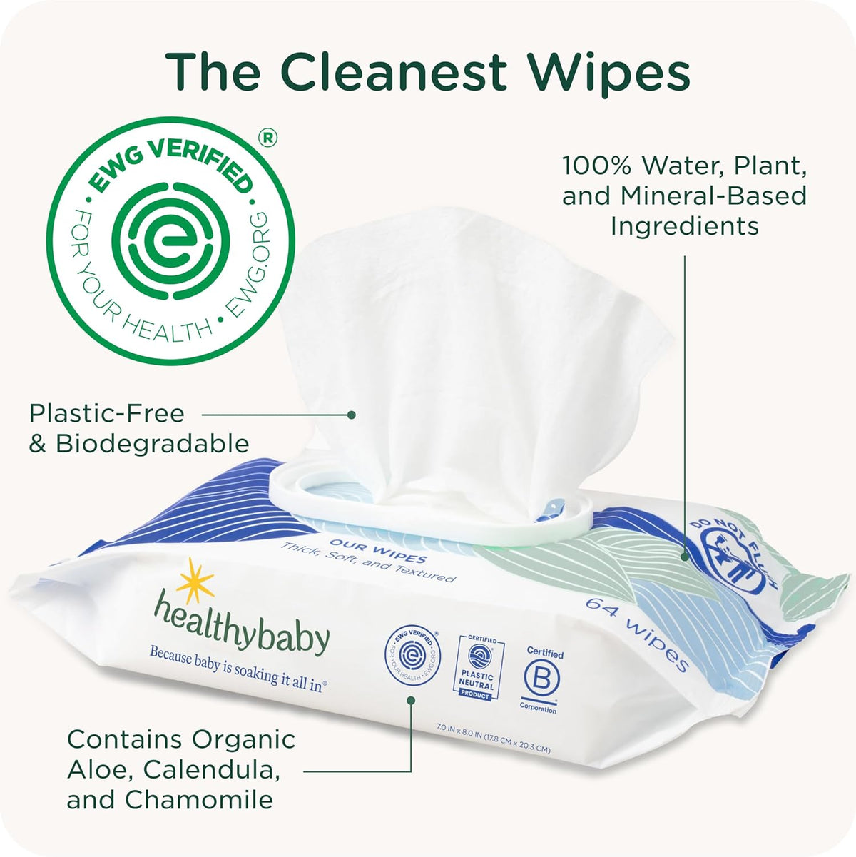 Our Wet Wipes | EWG Verified Safe | 100% Water & Plant Based | Unscented & Safe for Sensitive Skin