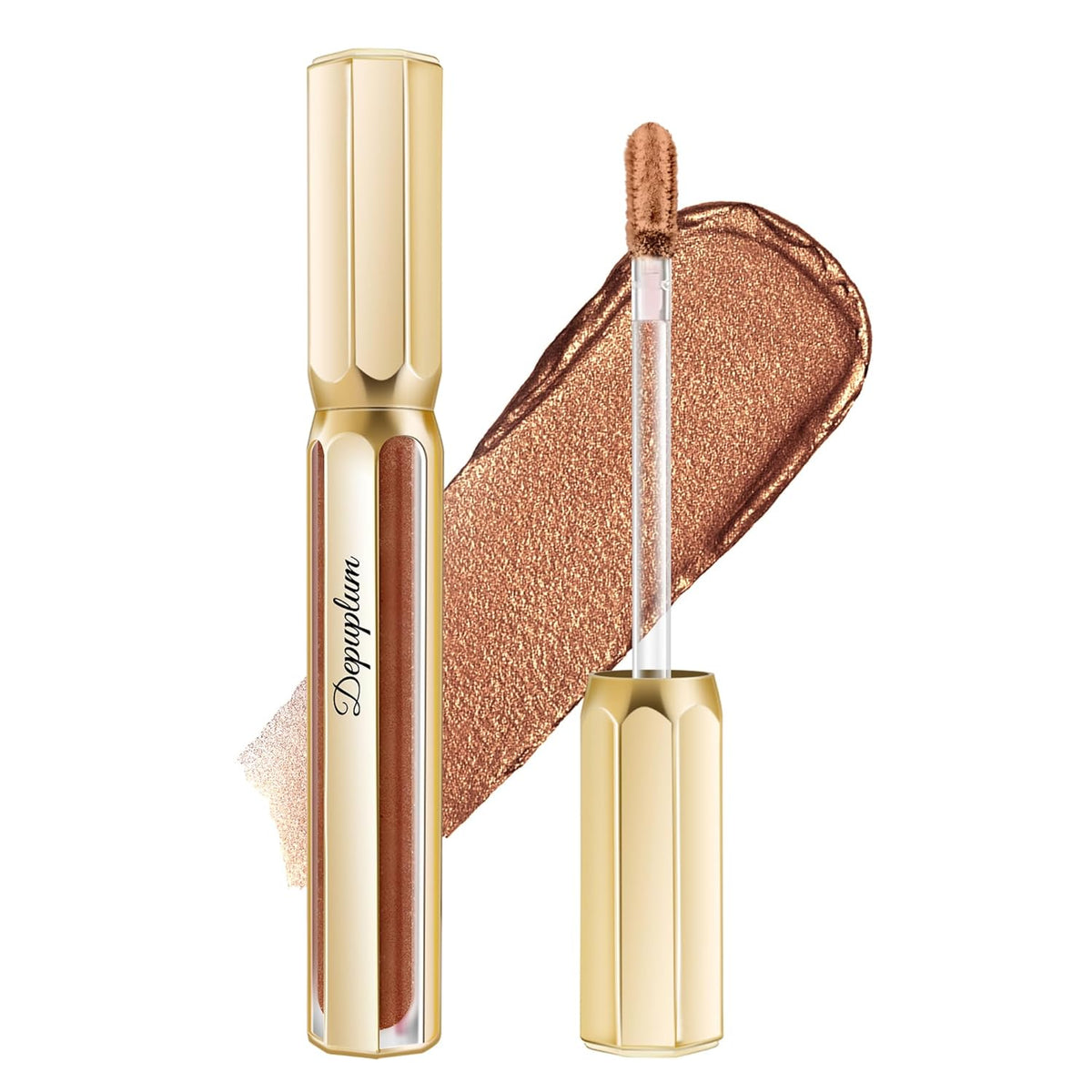 Brown Lipsticks for Women Metallic Lipstick Long Lasting Non Stick Cup Lip Gloss, Shimmer