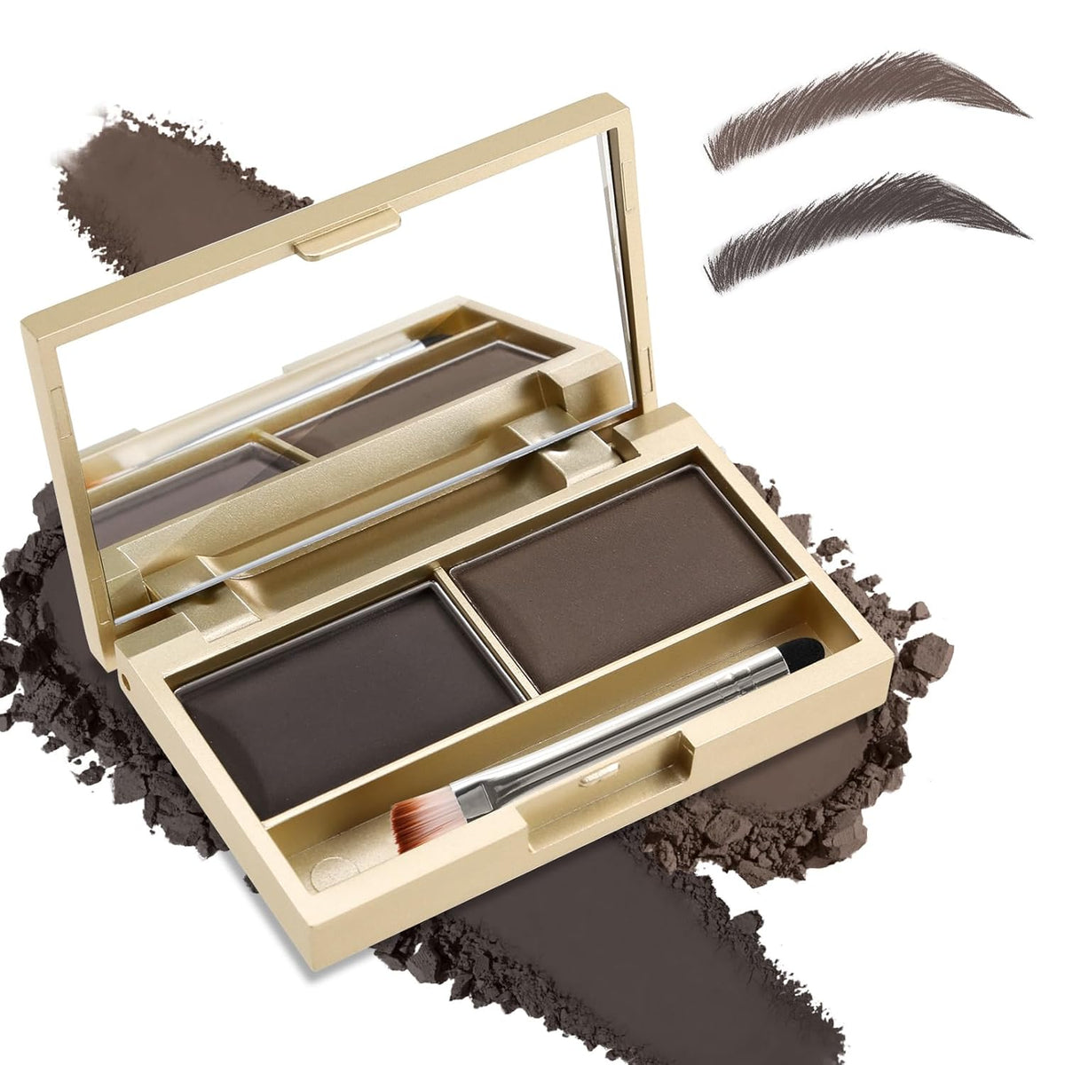 Boobeen Eyebrow Powder Kit, 2-color Waterproof Eyebrow Palette Makeup to Definer & Filler Brows