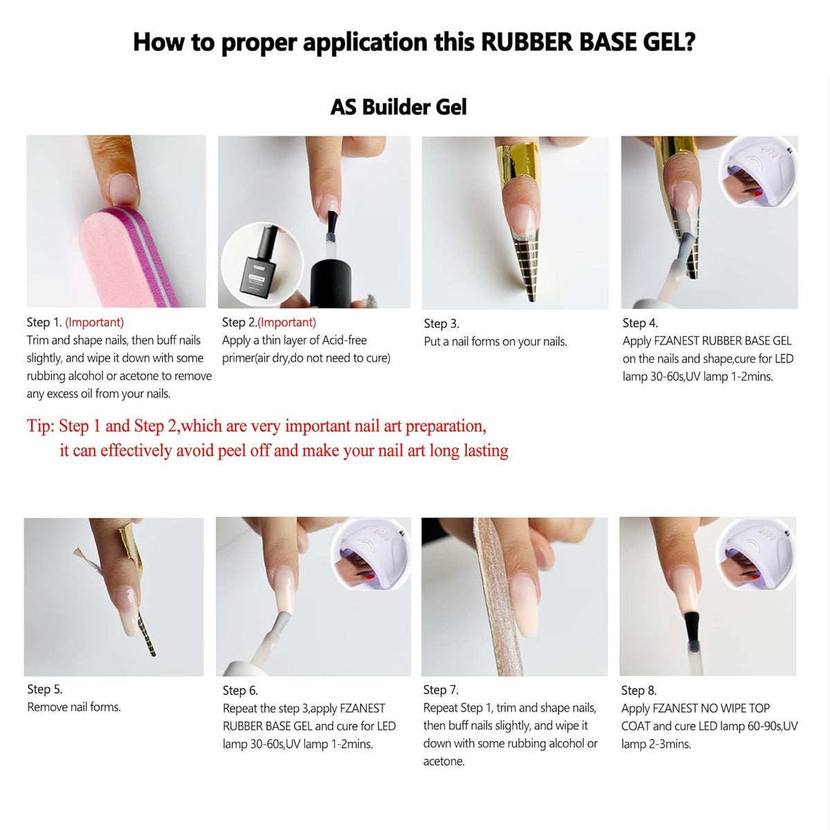 FZANEST Nude Rubber Nail Base Gel Polish, Builder Bottle Nail Strengthener Self-level Extension