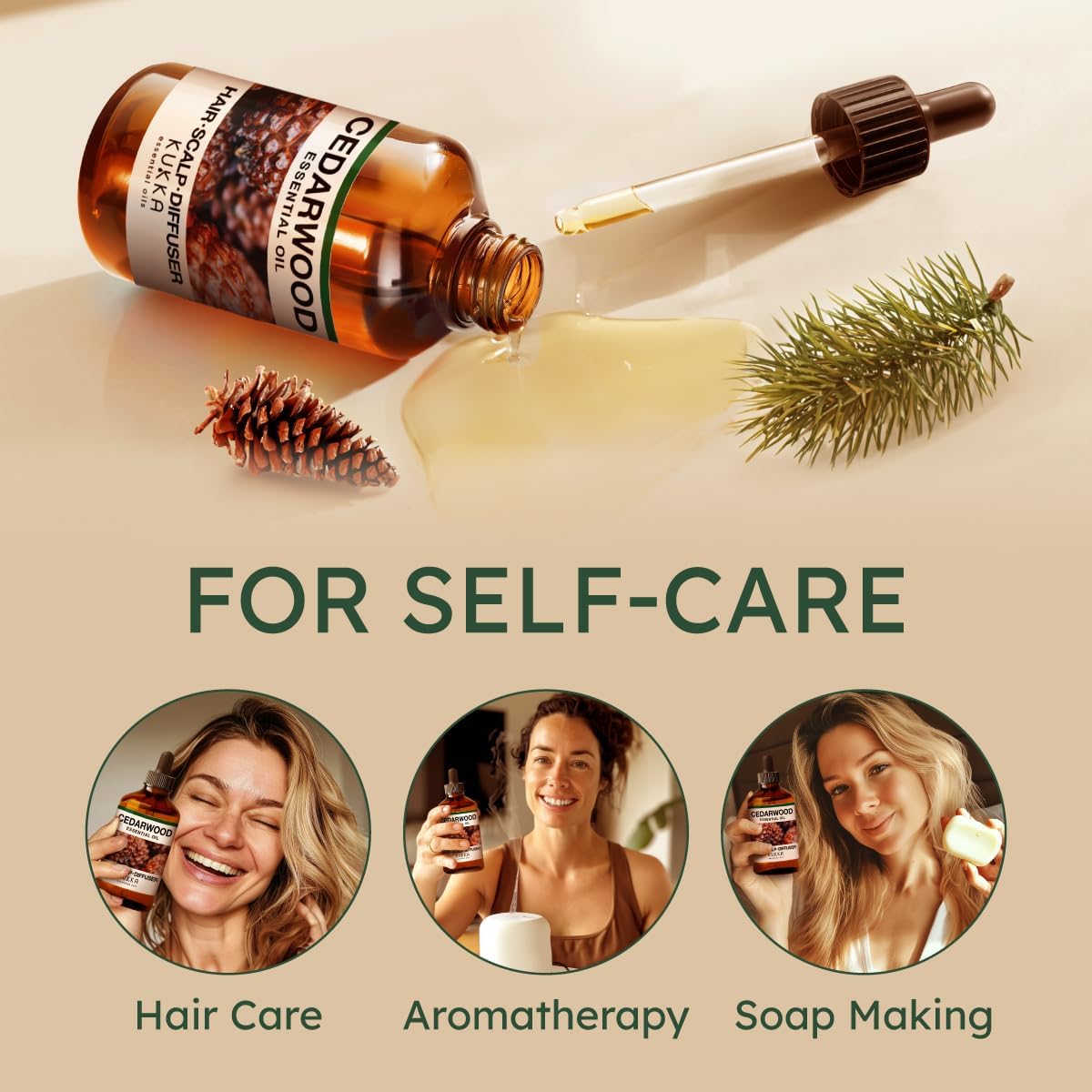 Kukka Cedarwood Essential Oil for Hair Skin & Diffuser - 4 Fl Oz - Cedarwood Oil for Hair
