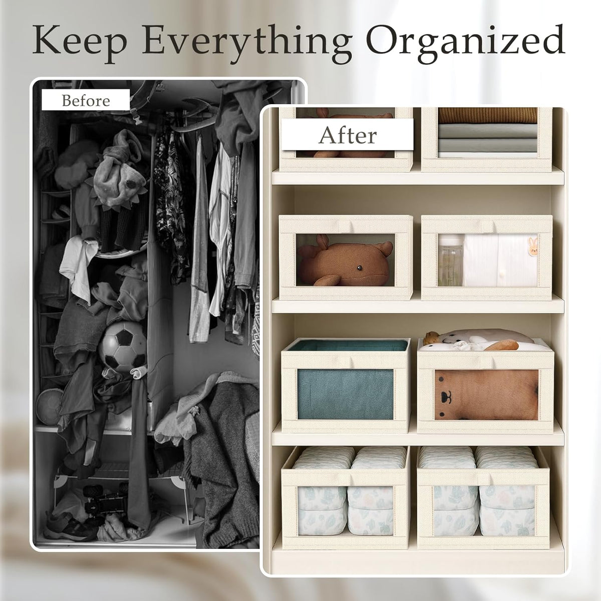 Criusia 6 Pack Linen Closet Organizers and Storage, Large Linen Closet Baskets for Organization