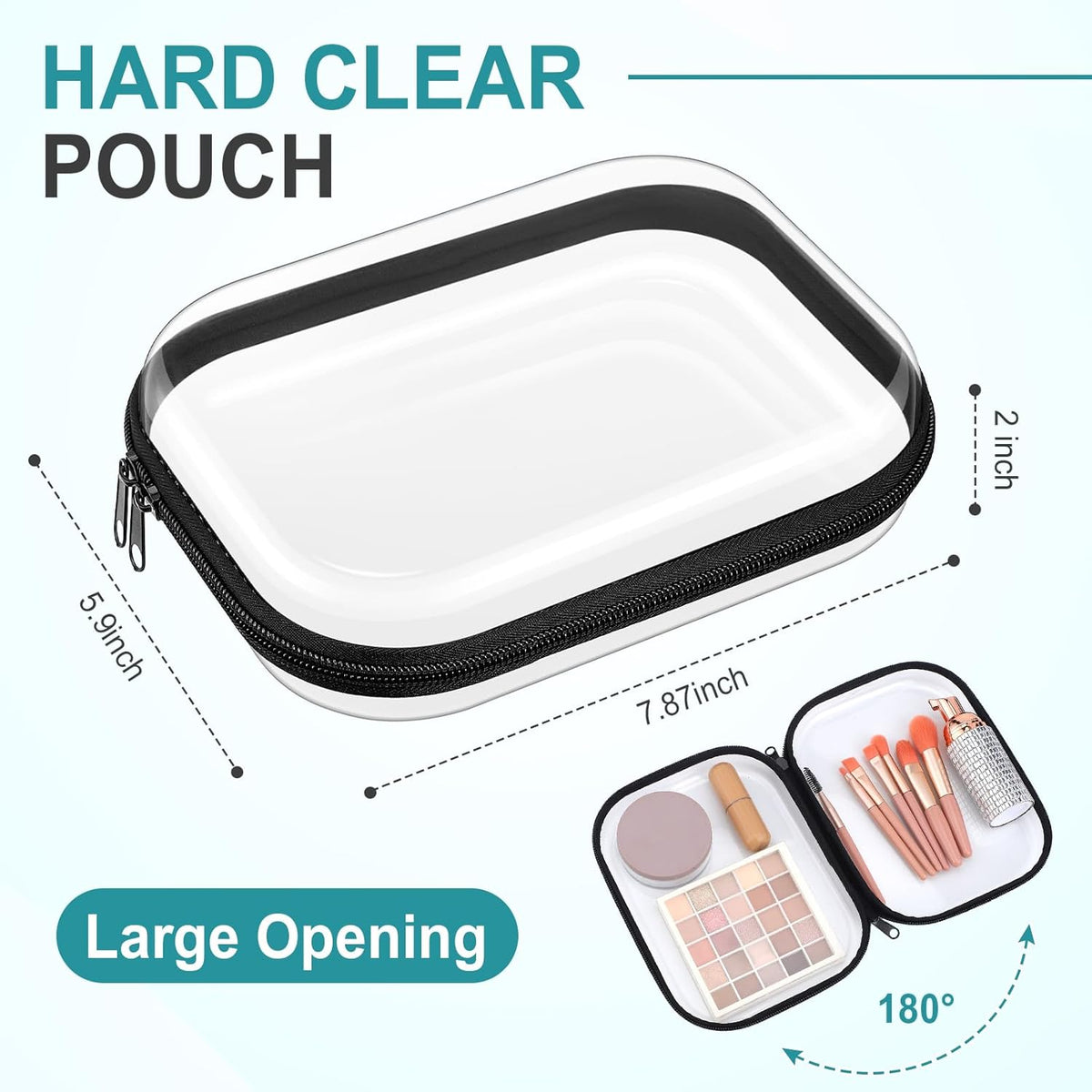 Sanwuta 6 Pcs Clear Hard Zipper Case Pencil Pouches Hard Plastic Zipper Pouches Makeup Bag