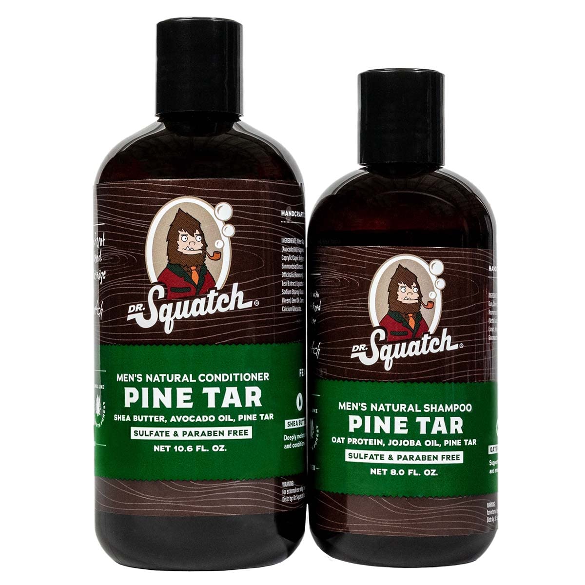 Dr. Squatch Natural Hair Bundle for Men - Healthy, Full Looking Hair - Pine Tar Shampoo (8 fl oz)