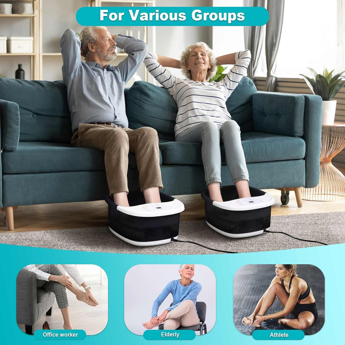 Foot Spa Bath Massager with Heat [2025 Upgraded], Jets, Vibration, Adjustable Temp, Bubbles, Epsom