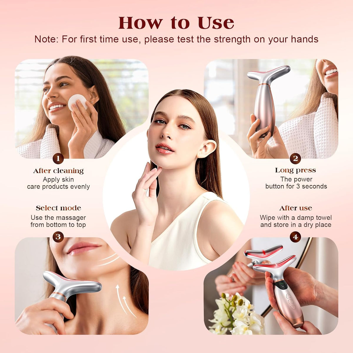 Facial Massager, 7 Colors Red Light Therapy for Face and Neck, Face Lift Device with 113°F Heating