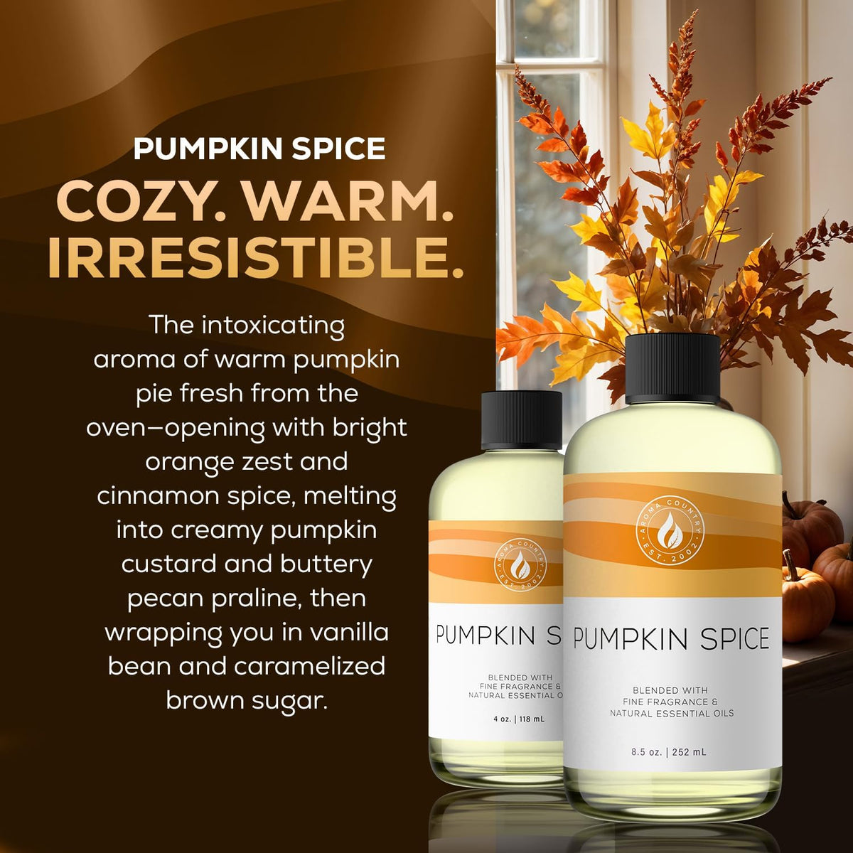Aroma Country Pumpkin Spice Diffuser Oil - Luxury Essential Oils for Diffuser Refill & Air