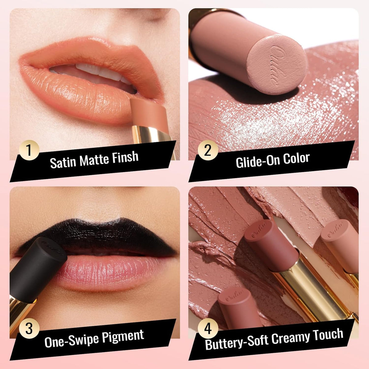 Oulac Beige Lipstick for Women, Pale Nude Matte Lip Base, Full Coverage Lip Color, Satin Matte