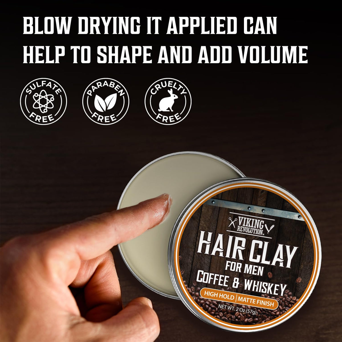 Viking Revolution Coffee & Whiskey Hair Clay for Men - Matte Finish, Texturizing Clay Pomade for