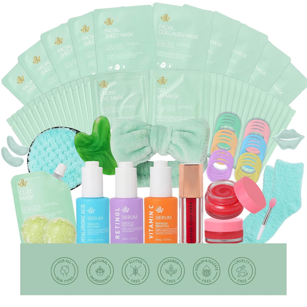 Tea Tree Face Sheet Mask Pack, 55Pcs Skin Care Set for Women & Men, Self Care Kit, Hydrogel Jelly