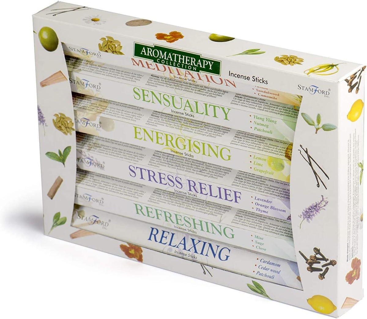 120 Sticks of Stamford Premium Aromatherapy Hex Range Incense Sticks - Relaxing, Stress Relief